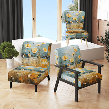 Yellow Buttercups Buttercup Meadow - Traditional Accent Slipper Chair